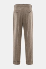 Berwich Merino Wool Pants 'Negroni' brown patterned shown from the back, regular fit, herringbone pure wool, soft touch, tapered legs.
