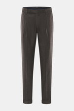 Santaniello Wollhose 'Camerota' anthrazit meliert, frontale Ansicht, reine Wolle, Regular Fit, Bundfalte, französische Taschen, Saumaufschlag.