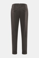 Rückansicht der Santaniello Wollhose "Camerota" anthrazit meliert aus reiner Wolle mit Bundfalte, französischen Taschen, Regular Fit und fixiertem Saumaufschlag.