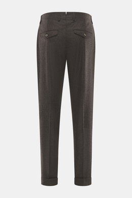 Rückansicht der Santaniello Wollhose "Camerota" anthrazit meliert aus reiner Wolle mit Bundfalte, französischen Taschen, Regular Fit und fixiertem Saumaufschlag.