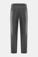 Santaniello Hose 'Cava' dunkelgrau meliert, Rückansicht, Woll-Mix, Tapered Fit, knöchellang, Taschen mit Patte, klassisch retroesker Stil.