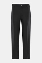 Santaniello Hose 'Cava' schwarz in Frontansicht, knöchellang, Tapered Fit aus Woll-Mix mit Bundknopf, Reißverschluss, Uhrentasche und Seitentaschen.