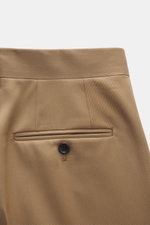 Lardini Trousers brown viewed from the back showing piped back pockets with button, regular fit, straight cut, pure viscose fabric.