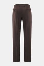 Lardini Wollhose dunkelbraun von hinten, Regular Fit, gerader Schnitt, elastische Schurwolle, mit Reißverschluss, Bundhaken, französischen Taschen, Uhrentasche, paspelierten Gesäßtaschen mit Knopf, offene Länge.