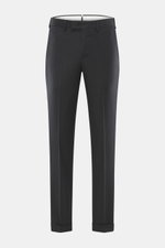 PT Torino Wollhose 'Master Fit' anthrazit, frontal fotografiert, Slim Fit aus reiner Schurwolle mit Reißverschluss, Bundhaken, fixiertem Saumaufschlag und französischen Taschen.