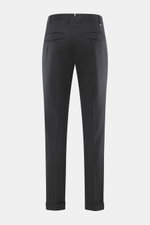 PT Torino Wollhose 'Master Fit' anthrazit, Slim Fit, aus reiner Schurwolle mit Stretch, Rückansicht, fixierter Saumaufschlag, französische Taschen.