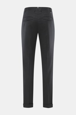 PT Torino Wollhose 'Master Fit' anthrazit, Slim Fit, aus reiner Schurwolle mit Stretch, Rückansicht, fixierter Saumaufschlag, französische Taschen.