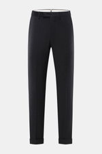Front view of PT Torino Wool trousers 'Master Fit' anthracite melange, slim fit virgin wool twill with fixed turn-up cuff.
