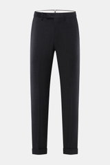 Front view of PT Torino Wool trousers 'Master Fit' anthracite melange, slim fit virgin wool twill with fixed turn-up cuff.