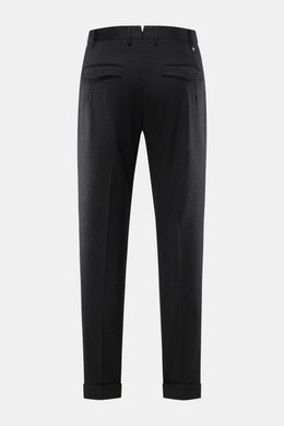 Rear view of PT Torino Wool trousers 'Master Fit' anthracite melange, slim fit, tapered wool twill with fixed turn-up cuff, French pockets, soft touch.

Description: <p>Confident style for the office: The 'Master Fit' trousers by PT TORINO combine fine vi