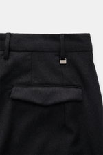 Close-up rear view of PT Torino Wool trousers 'Master Fit' anthracite melange showing fixed hem cuff, French pockets, and waistband details.