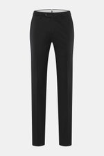 PT Torino Wollhose 'Slim Fit' schwarz in Frontansicht, leicht elastische Schurwolle, schmal zulaufend, mit Reißverschluss, Bundknopf, französischen Taschen, Uhrentasche und paspelierten Gesäßtaschen.