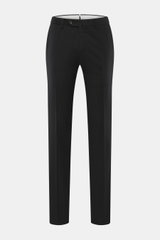 PT Torino Wollhose 'Slim Fit' schwarz in Frontansicht, leicht elastische Schurwolle, schmal zulaufend, mit Reißverschluss, Bundknopf, französischen Taschen, Uhrentasche und paspelierten Gesäßtaschen.