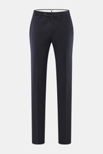PT Torino Wollhose 'Slim Fit' navy, frontale Nahaufnahme, schmal zulaufend, aus weichem Schurwoll-Twill mit Bundknopf, Reißverschluss und französischen Taschen.