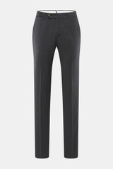 PT Torino Wollhose 'Slim Fit' anthrazit aus feinem Schurwoll-Twill, weicher Griff, schmal zulaufend, mit Reißverschluss, Bundknopf, französischen Taschen, Uhrentasche, paspelierten Gesäßtaschen, frontale Perspektive.