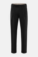 Front view of PT Torino Wool Pants 'Rebel Fit' Black in tapered fit, elastic virgin wool, ankle-length with zipper, hook, French pockets, and fixed hem cuff.