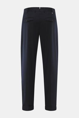 PT Torino Wollhose 'Rebel Fit' navy, knöchellang und schmal zulaufend, Rückansicht mit geknöpften Gesäßtaschen, elastische Schurwolle, Saumaufschlag.