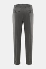 PT Torino Hose 'Rebel Fit' grau meliert, Rückansicht, knöchellang mit fixiertem Saumaufschlag, Schurwoll-Mix, Tapered Fit, französische Taschen, Bundhaken.