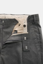 PT Torino Hose 'Rebel Fit' grau meliert, Nahaufnahme von innen, Schurwoll-Mix, Tapered Fit, Reißverschluss, Bundhaken, französische Taschen, waschbar.