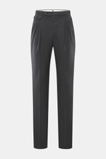 PT Torino Wollhose 'Gentleman Fit' dunkelgrau meliert, Frontansicht, Super 160'S Schurwolle, Regular Fit, schmal zulaufend, Bundknöpfe, Side Adjuster.