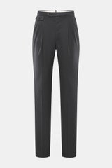 PT Torino Wollhose 'Gentleman Fit' dunkelgrau meliert, Frontansicht, Super 160'S Schurwolle, Regular Fit, schmal zulaufend, Bundknöpfe, Side Adjuster.