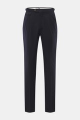 Frontal fotografierte PT Torino Wollhose 'Gentleman Fit' navy aus Schurwolle mit Seide, Regular Fit, schmal zulaufend, Bundknöpfe, Side Adjuster.
