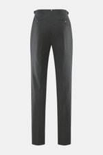PT Torino Wollhose 'Gentleman Fit' dunkelgrau meliert, Rückansicht, schmal zulaufend, Schurwolle mit Seide, Side Adjuster, Knöpfe, doppelte Bundfalte.