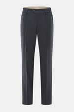 Frontansicht der PT Torino Wollhose 'The Rebel' navy meliert aus reiner Schurwolle, leicht körniger Griff, Rebel Fit, reguläre Oberschenkelweite, schmal zulaufend, knöchellang mit Button Fly, elastischem Bund, französischen Taschen, Gesäßtaschen mit geknö