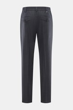 Rückansicht der PT Torino Wollhose 'The Rebel' navy meliert aus reiner Schurwolle mit leicht körnigem Griff, Rebel Fit, elastischem Bund, Button Fly, französischen Taschen, geknöpften Gesäßtaschen und schmal zulaufendem, knöchellangem Bein.