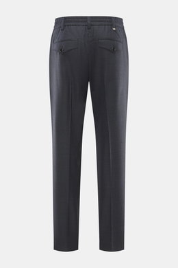 Rückansicht der PT Torino Wollhose 'The Rebel' navy meliert aus reiner Schurwolle mit leicht körnigem Griff, Rebel Fit, elastischem Bund, Button Fly, französischen Taschen, geknöpften Gesäßtaschen und schmal zulaufendem, knöchellangem Bein.