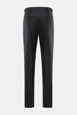 Brunello Cucinelli Wool Pants anthracite Melange shown from the back, made of pure virgin wool with double pleats, side adjusters, watch pocket flap.