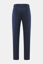 Brunello Cucinelli Wool trousers dark blue/black checked, back view, classic pleated front, Prince-of-Wales pattern, virgin wool & cashmere.