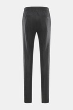 Incotex Cashmere Jogpants anthrazit meliert, Rückansicht, Regular Fit, leicht schmal, elastischer Bund, französische und Gesäßtaschen mit Knopf, offener Saum.