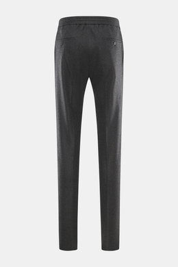 Incotex Cashmere Jogpants anthrazit meliert, Rückansicht, Regular Fit, leicht schmal, elastischer Bund, französische und Gesäßtaschen mit Knopf, offener Saum.