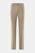 Incotex Jogpants taupe, von vorne, Regular Fit mit geradem Schnitt, Mix aus Wolle und Seide, geschmeidig, Bundknopf, Reißverschluss, teilelastischer Bund, Taschen.