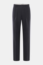 Incotex Wollhose navy, frontale Aufnahme, Canvas aus reiner Wolle, weicher Griff, Tapered Fit, reguläre Oberschenkelweite, knöchellang, Reißverschluss, Bundknopf, elastischer Bund mit Tunnelzug, doppelte Bundfalte, französische Taschen, gerader Schnitt, L