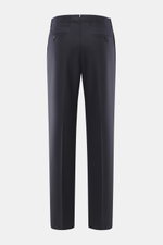Incotex Wollhose navy, Rückansicht, Canvas aus reiner Wolle, weicher Griff, Tapered Fit, reguläre Oberschenkelweite, knöchellang, Bund mit Tunnelzug, Leistentaschen am Gesäß.