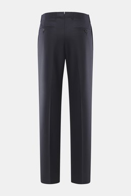 Incotex Wollhose navy, Rückansicht, Canvas aus reiner Wolle, weicher Griff, Tapered Fit, reguläre Oberschenkelweite, knöchellang, Bund mit Tunnelzug, Leistentaschen am Gesäß.