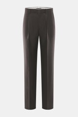 Incotex Wollhose dunkelbraun meliert, frontale Nahaufnahme, Canvas aus reiner Wolle, weicher Griff, Tapered Fit, knöchellang, elastischer Bund mit Tunnelzug.