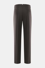 Incotex Wollhose dunkelbraun meliert, Rückansicht, Canvas aus reiner Wolle, weicher Griff, Tapered Fit, reguläre Oberschenkelweite, knöchellang, Reißverschluss, Bundknopf, elastischer Bund, Tunnelzug, doppelte Bundfalte, französische Taschen, gerader Schn