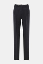 Incotex Wollhose navy, frontale Ansicht, reine Schurwolle, leicht elastisch, softer Griff, Regular Fit, schmal zulaufend, Reißverschluss, Bundknopf, Knopfriegel, französische Taschen, doppelte Bundfalte, paspelierte Gesäßtaschen, offene Länge.