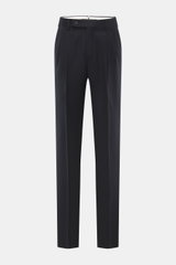 Incotex Wollhose navy, frontale Ansicht, reine Schurwolle, leicht elastisch, softer Griff, Regular Fit, schmal zulaufend, Reißverschluss, Bundknopf, Knopfriegel, französische Taschen, doppelte Bundfalte, paspelierte Gesäßtaschen, offene Länge.