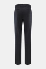 Incotex Wollhose navy, Rückansicht, reine Schurwolle, leicht elastisch, softer Griff, Regular Fit, schmal zulaufend, Knopfriegel, französische Taschen, Bundfalte.