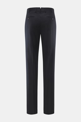 Incotex Wollhose navy, Rückansicht, reine Schurwolle, leicht elastisch, softer Griff, Regular Fit, schmal zulaufend, Knopfriegel, französische Taschen, Bundfalte.
