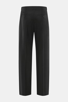 The Row Cashmere Hose 'Tami' schwarz, Rückansicht, aus feinstem Kaschmir-Twill, Regular Fit, gerader Schnitt, mit Bundknopf, Reißverschluss, Bundfalte, französischen und paspelierten Gesäßtaschen.