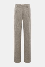 Agnona Wollhose sand/dunkelbraun meliert aus reiner Schurwolle im Salt-and-Pepper-Muster, Regular Fit, gerader Schnitt, frontal fotografiert.