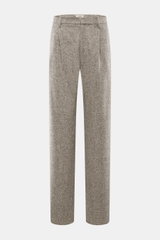 Agnona Wollhose sand/dunkelbraun meliert aus reiner Schurwolle im Salt-and-Pepper-Muster, Regular Fit, gerader Schnitt, frontal fotografiert.