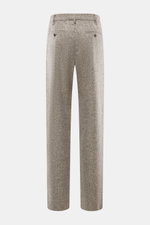 Agnona Wollhose sand/dunkelbraun meliert, aus reiner Schurwolle mit Salt-and-Pepper Muster, Regular Fit, gerader Schnitt, Rückansicht.