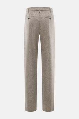 Agnona Wollhose sand/dunkelbraun meliert, aus reiner Schurwolle mit Salt-and-Pepper Muster, Regular Fit, gerader Schnitt, Rückansicht.