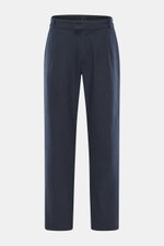 Front view of Percival Trousers 'Stanley Herringbone' dark blue made of microfiber, wool, viscose, slightly elastic, soft touch, tapered fit, ankle-length.